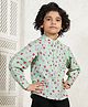 Bugandbees Woven Full Sleeves Hearts Printed Short Kurta - Green