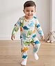 Babyhug Cotton Knit Full Sleeves  Co-Ords T-Shirt & Pyjama Night Suit with Dinosaur Print - White