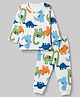 Babyhug Cotton Knit Full Sleeves  Co-Ords T-Shirt & Pyjama Night Suit with Dinosaur Print - White