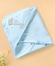 Zero Interlock Knit Hooded Towel With Animal Embroidered L 80 x B 80 cm - Blue