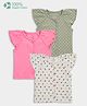 Carter's Cotton Woven Half Raglan Sleeves Striped Top with Polka Dots & Hearts Print Pack of 3 - Green Pink & White