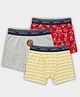 Carter's Toddler Cotton Knit Striped Trunks With Ball Print Anti Microbial Finish Pack of 3 - Red Yellow & White