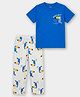 Carter's Organic Cotton Woven Half Sleeves T-Shirt & Pyjama Night suit with Bird Print - Blue