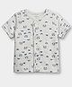 Carter's Organic Cotton Knit Front Open Half Sleeves Transport Printed T-Shirt - Grey
