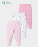 Carter's Organic Cotton Woven Full Length Footed Leggings with Strips & Floral Assorted Print Pack of 3 - Pink White Dark Pink