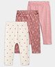Carter's Organic Cotton Woven Full Length Striped Diaper Leggings with Floral & Crab Print Pack of 3 - White Coral & Pink