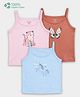 Carter's Cotton Knit Sleeveless Slips Kitten Butterfly & Unicorn Print Anti Microbial Finish Pack of 3 - Pink Light Blue & Rust Orange