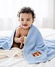 Babyhug Cotton Knit Microfiber Towel With Tiger Embroidery L 31.5 X B 22.5 cm - Light Blue