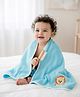 Babyhug Cotton Knit Microfiber Towel With Tiger Embroidery L 31.5 X B 22.5 cm - Aqua Blue