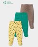Carter's Organic Cotton Woven Full Length Footed Leggings with Strips & Dinosaur Assorted Print Pack of 3 - Yellow Green Brown