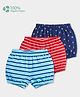 Carter's Cotton Knit Bloomers With Stripe Print With Anti Microbial Finish Pack Of 3 - Blue Dark Blue & Red