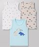 Carter's Organic Cotton Knit Sleeveless Dino Printed Vest With Anti Microbial Finish Pack of 3 - Light Blue, White & Beige