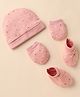 Zero Interlock Knit Cap, Mitten & Booties With Star Print Pink - Diameter 17 cm