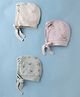 Zero Interlock Knit Baby Caps With Animal Print Pack of 3 Light Peach - Diameter 14 cm