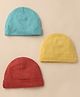 Zero Solid Interlock Knit Baby Caps Pack of 3 Turquoise Muatard & Red - Diameter 15.5 cm