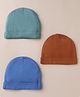 Zero Solid Interlock Knit Baby Caps Pack of 3 Royal Blue Aqua Blue & Red - Diameter 16.5 cm