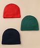 Zero Solid Interlock Knit Baby Caps Pack of 3 Green Navy Blue & Red - Diameter - 15.5 cm