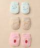 Zero Interlock Knit Mittens With Strawberry & Rainbow Print Pack of 3 - Blue Pink & Light Brown