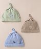 Zero Interlock Knit Baby Caps With Dolphin and Rainbow Print Pack of 3 Brown Blue & Sage - Diameter 16 cm