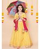 Bitiya By Bhama Silk Woven Three Fourth Sleeves Floral Motifs Foil Printed Lehenga Choli With Dupatta - Yellow