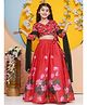 Bitiya By Bhama Silk Woven Three Fourth Sleeves Floral Printed Side Tie Up Detailed Lehenga Choli Set - Red