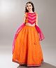 Bitiya By Bhama Silk Woven Sleeveless Ethnic Motif Embroidered Lehenga Choli Set with Dupatta - Orange