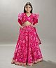 Bitiya By Bhama Silk Woven Half Flutter Sleeves Floral Bandhni Printed Lehenga Choli Set With Dupatta - Pink