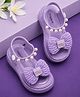 NEW STEPS Bow Applique Detailed Pearls Embellished Button Closure Sandals - Purple