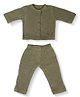 PREKIES Muslin Mesh Full Sleeves Elephant Printed Shirt & Pajama Night Suit - Green