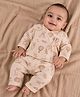 PREKIES Muslin Mesh Full Sleeves Hot Air Balloon Printed Coordinating Jhabla & Pajama Night Suit - Beige