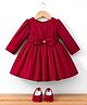 Bluebell Tissue Woven Full Sleeves Party Dress With Bow Applique & Booties - Maroon