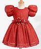 Bluebell Tissue Woven Half sleeves Party Dress With Floral Applique - Red