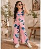Superminis Cotton Woven Sleeveless Floral Printed Coordinating Top & Pants Set - Peach
