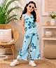 Superminis Cotton Woven Sleeveless Floral Printed Coordinating Top & Pants Set - Sky Blue