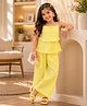 Superminis Cotton Woven Sleeveless Lace Embellished Top & Palazzo Set - Yellow