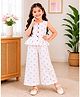 Superminis Cotton Woven Sleeveless Frill detailed & Cherries Printed Coordinating Top & Palazzo Set - Red