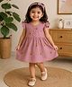 Superminis Cotton Woven Cap Sleeves Floral Embroidered Dress - Pink
