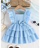 The Kids Club Cotton Blend Woven Sleeveless Layered Dress - Blue