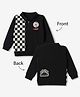 Ollypop Cotton Looper Knit Full Sleeves Polo T-Shirt with  Front and Back Racing Embroidery - Black