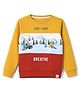 Ollypop Fleece Knit Full Sleeves Sweatshirt with Mountain & Text Print - Yellow