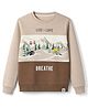 Ollypop Fleece Knit Full Sleeves Sweatshirt with Mountain & Text Print - Ivory