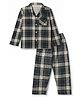Ollypop Sinker Knit Full Sleeves Co-Ords Checks Shirt & Pyjama Night Suit - Green