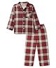 Ollypop Sinker Knit Full Sleeves Co-Ords Checks Shirt & Pyjama Night Suit - Red