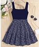 The Kids Club Cotton Blend Knit Sleeveless Floral Printed Dress - Blue