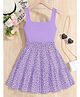 The Kids Club Cotton Blend Knit Sleeveless Floral Printed Dress - Purple