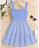 The Kids Club Cotton Blend Knit Sleeveless Floral Printed Dress - Sky Blue