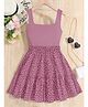 The Kids Club Cotton Blend Knit Sleeveless Floral Printed Dress - Pink