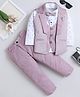 Fourfolds Cotton Blend Woven Full Sleeves Geometric Printed 3 Piece Party Suit Set With Bow - Pink