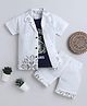 Fourfolds Cotton Blend Woven Half Sleeves Abstract Printed Shirt & Shorts Set - White