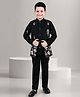 Fourfolds Woven Full Sleeves Floral Embroidered Sherwani & Trouser Set With Jacket - Black
